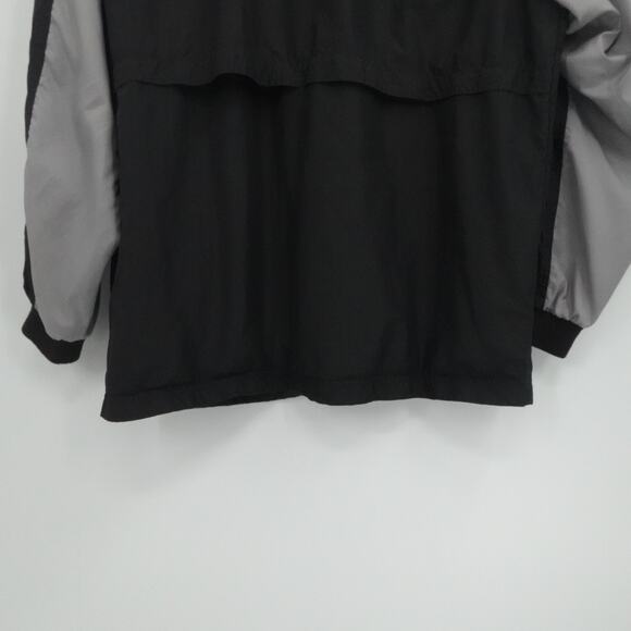 Adidas Jacket Mens Medium Black Gray‎ Full Zip Windbreaker Three Stripe Retro - Picture 9 of 11